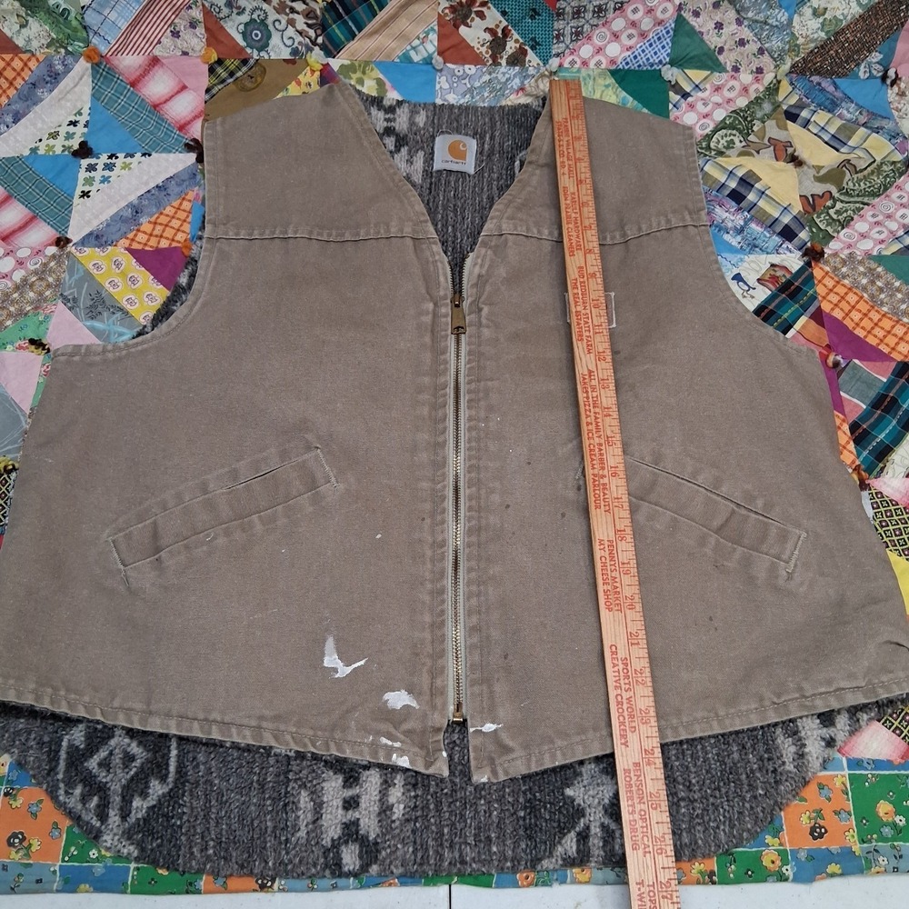 Vintage Carhartt Canvas Vest Southwest Aztec Lined Size Large‎ Faded Brown - Picture 7 of 9